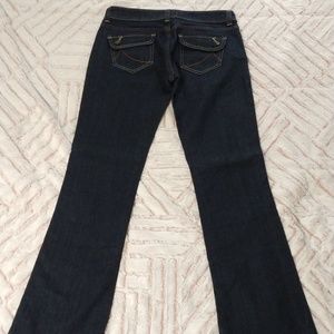 Anchor Blue Junior's Size 9 Regular Lilac Flap Pockets Dark Blue Bootcut Jeans